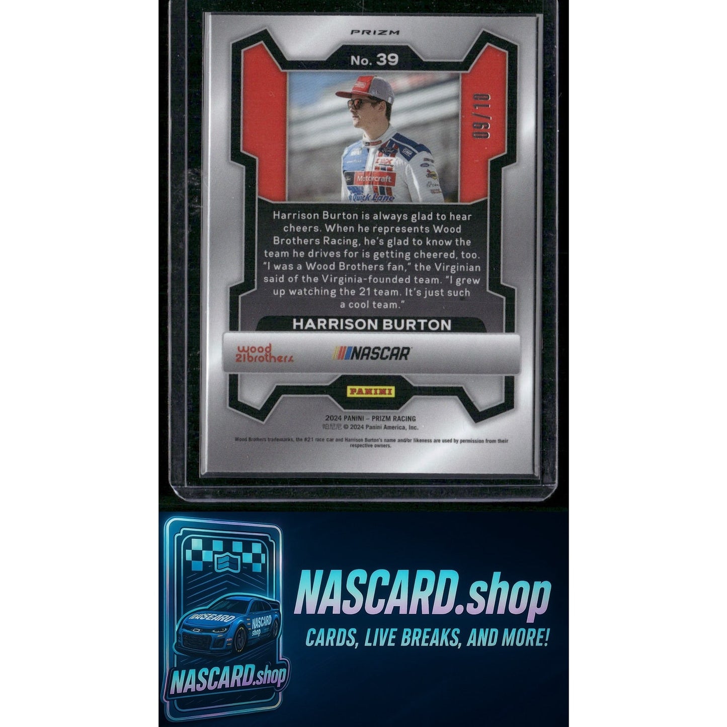 2024 Panini Prizm #39 Harrison Burton Blue Shimmer #/10 - NASCARD.shop