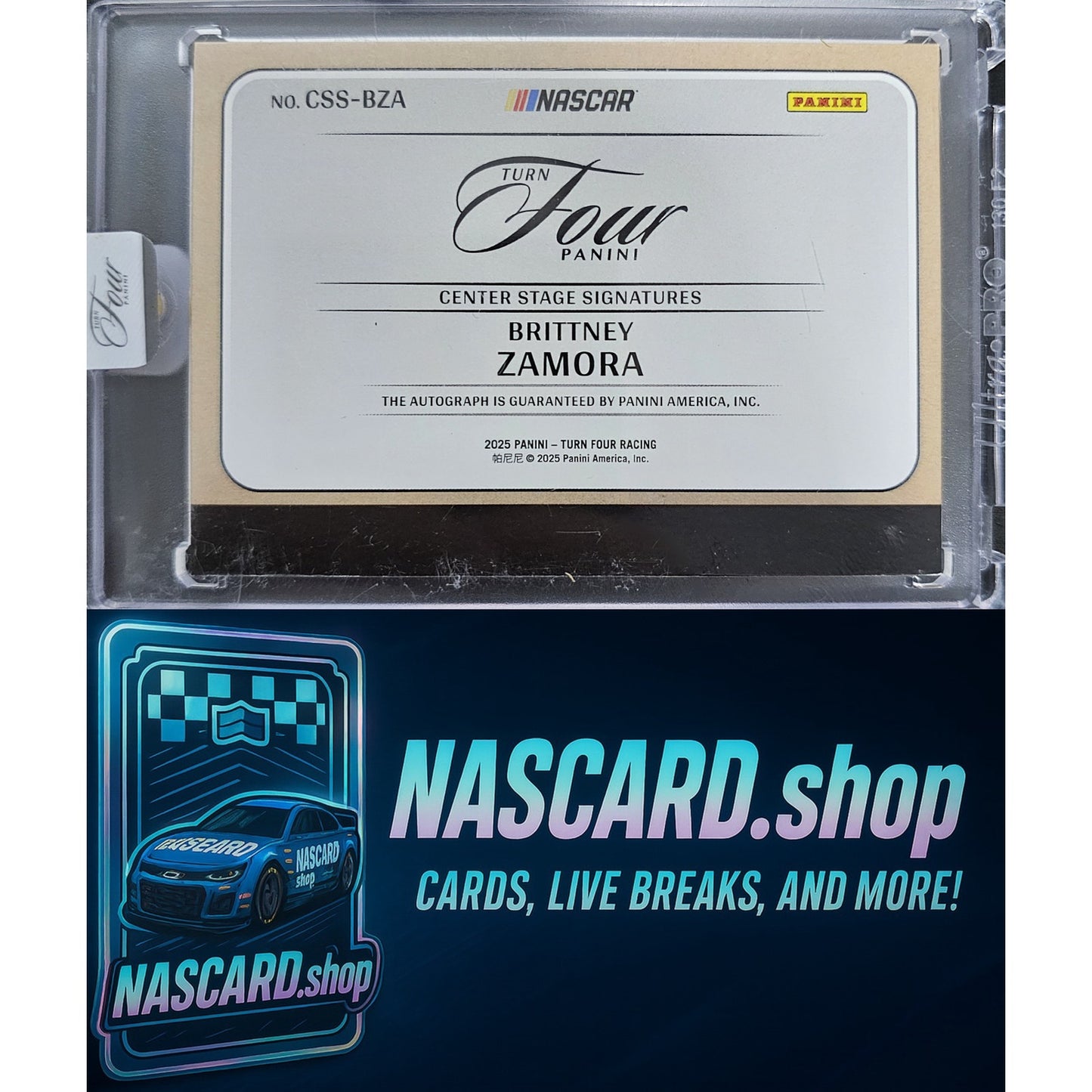 2025 Panini Turn Four #CSS-BZA Brittney Zamora Center Stage Signatures #/99