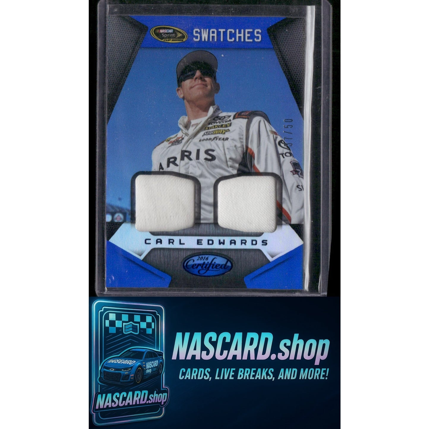 2016 Panini Certified #SCS-CE2 Carl Edwards Sprint Cup Swatches Mirror Blue #/50