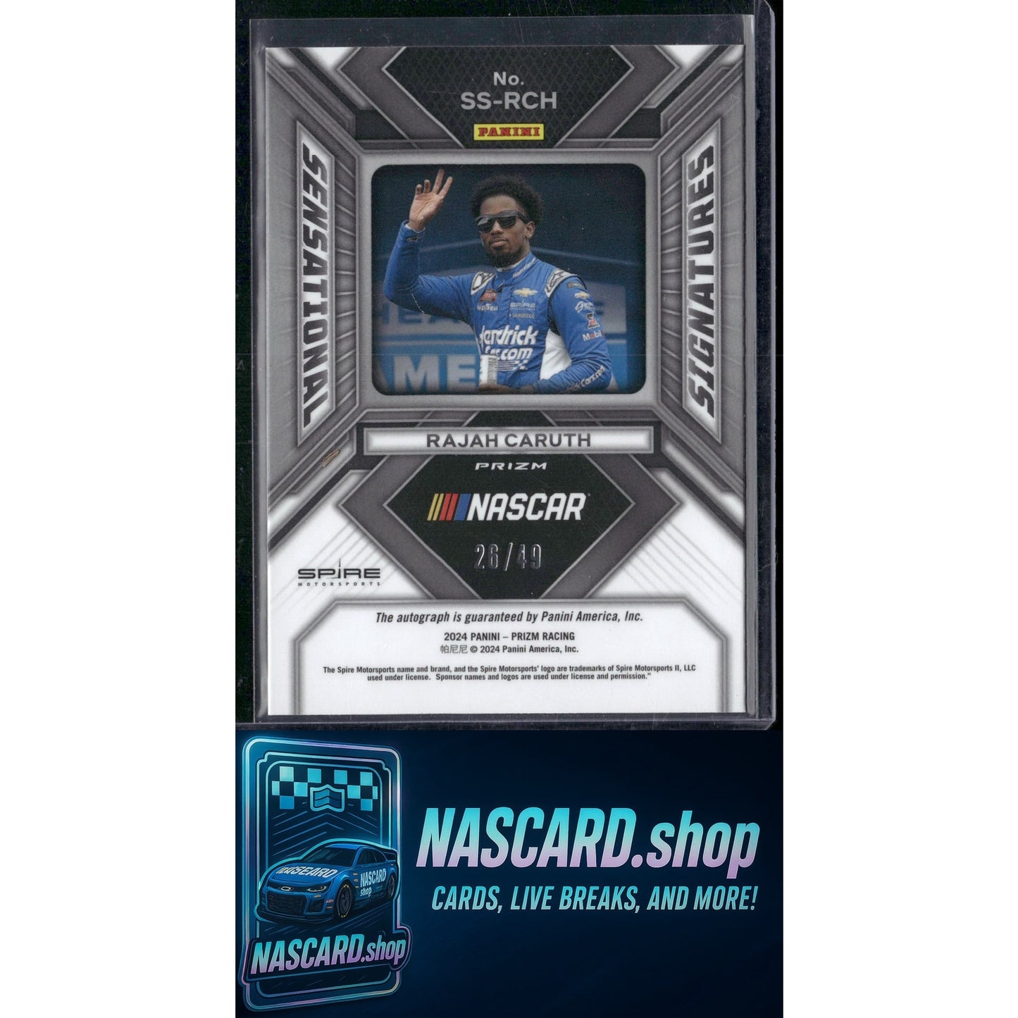 2024 Panini Prizm #SS-RCH Rajah Caruth Sensational Signatures Blue #/49 - NASCARD.shop
