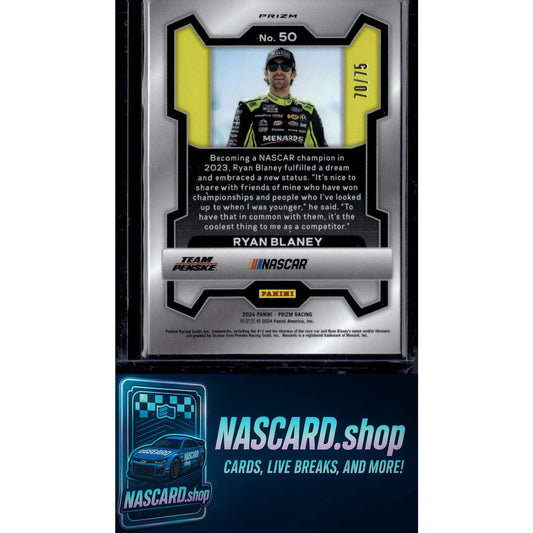 2024 Panini Prizm #50 Ryan Blaney Checkered Flag #/75 - NASCARD.shop