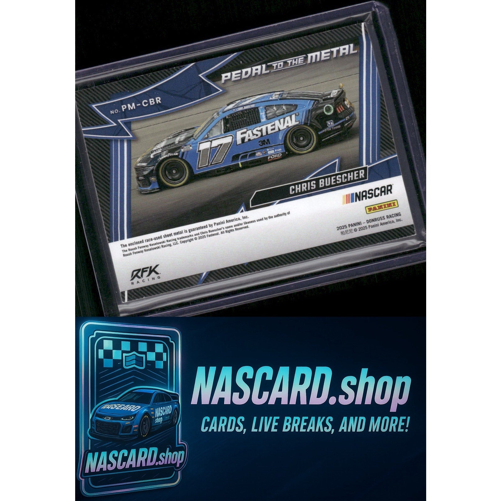 2025 Donruss #PM-CBR Chris Buescher Pedal to the Metal Materials - NASCARD.shop