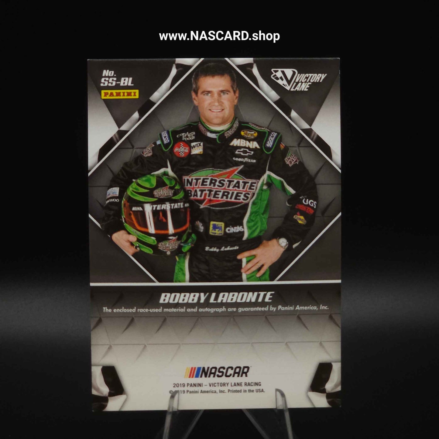 2019 Panini Victory Lane Signature Swatches Gold Bobby Labonte /99