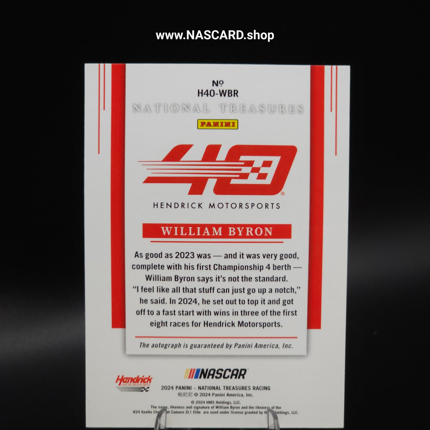 2024 National Treasures Hendrick 40th Signatures William Byron /49