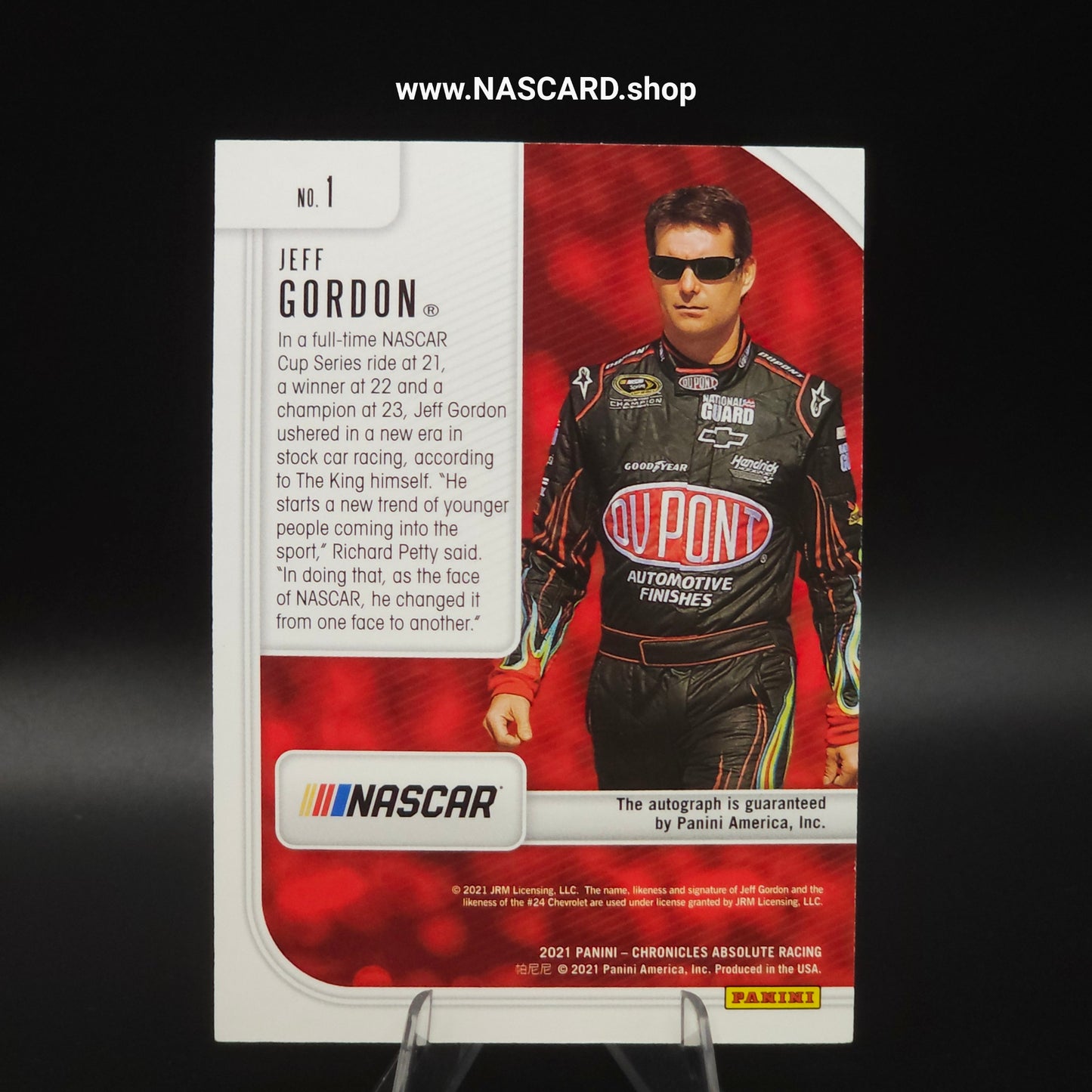 2021 Panini Chronicles Absolute Autographs Gold #1 Jeff Gordon 5/5
