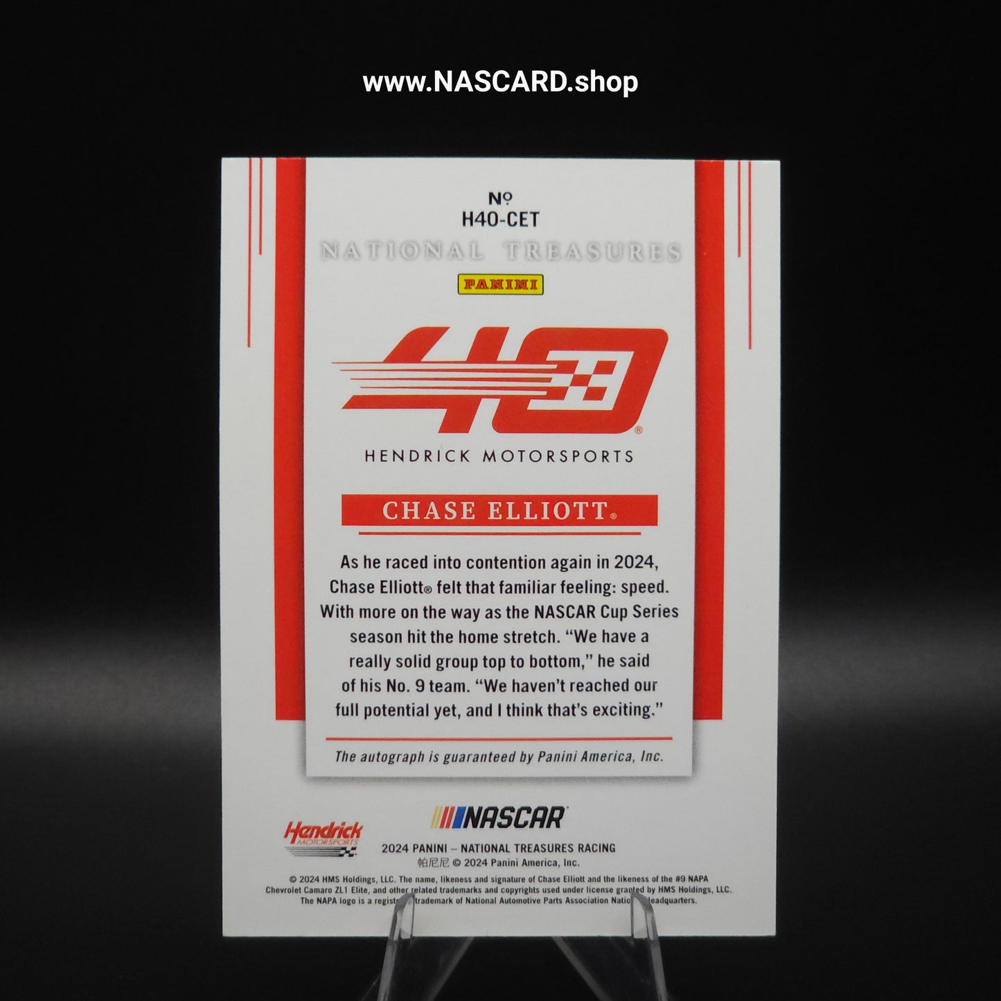2024 National Treasures Hendrick 40th Signatures Chase Elliott /99