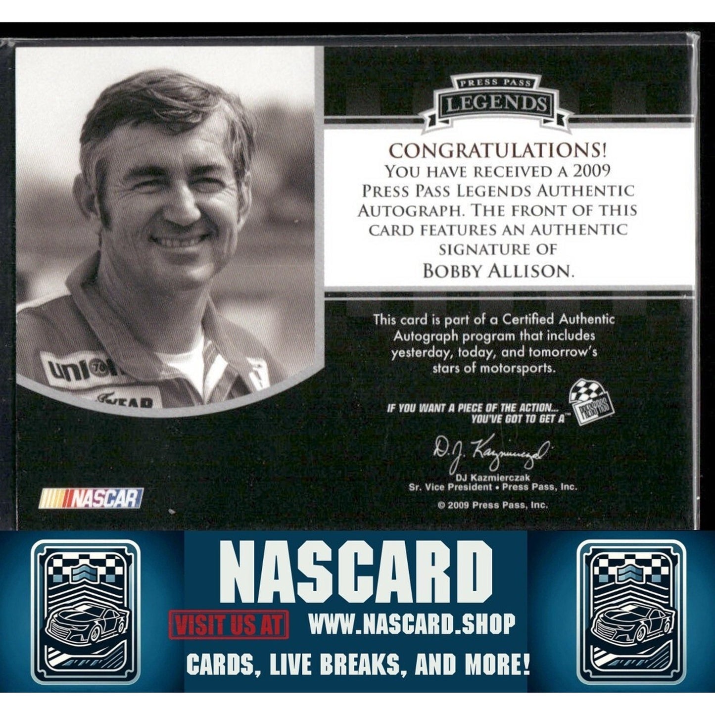 2009 Press Pass Legends Authentic Autograph Bobby Allison /45