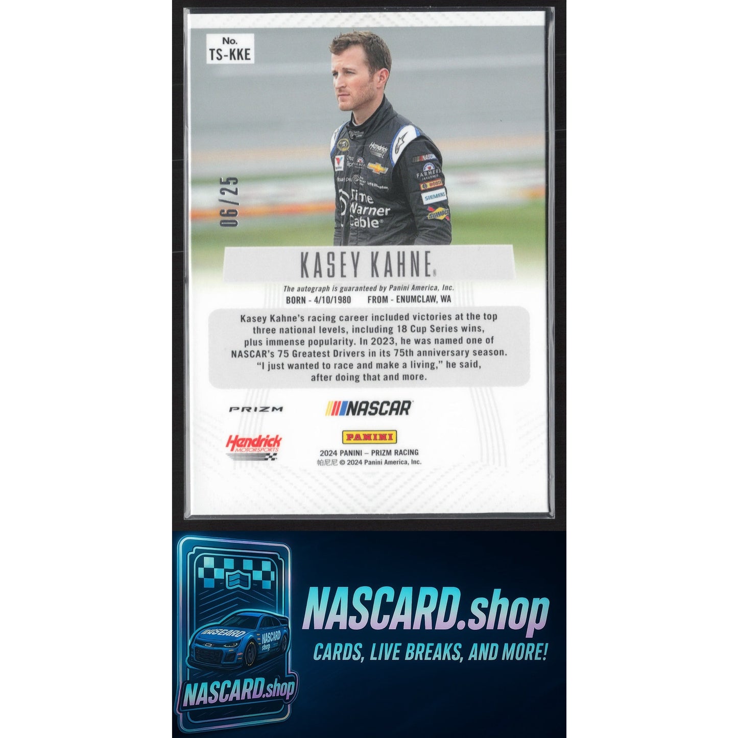 2024 Panini Prizm #TS-KKE Kasey Kahne Throwback Signatures Mojo #/25