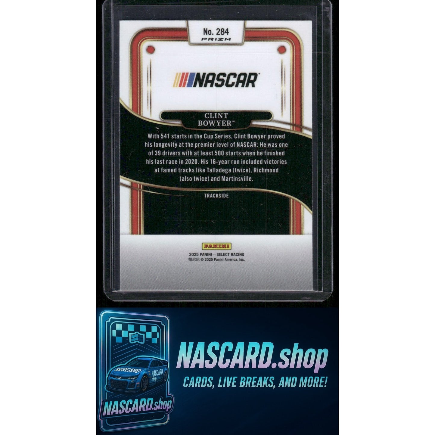 2025 Panini Select #284 Clint Bowyer Zebra Prizms