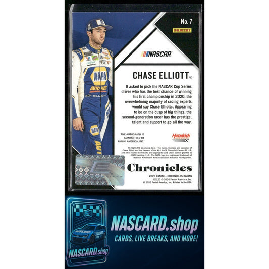 2020 Panini Chronicles #7 Chase Elliott Chronicles Autographs Gold #/5