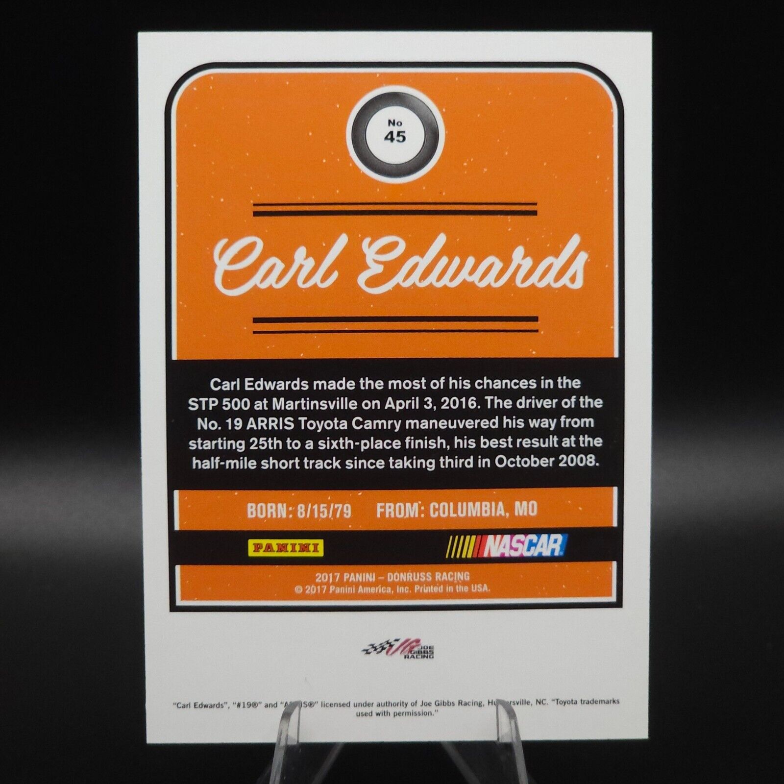 2017 Panini Donruss NASCAR Nickname Variations Press Proof #45 Carl Edwards /99 - NASCARD.shop