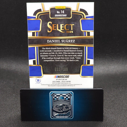 2024 Panini Select Racing Grandstand Light Blue Prizm #14 Daniel Suarez 032/199 - NASCARD.shop