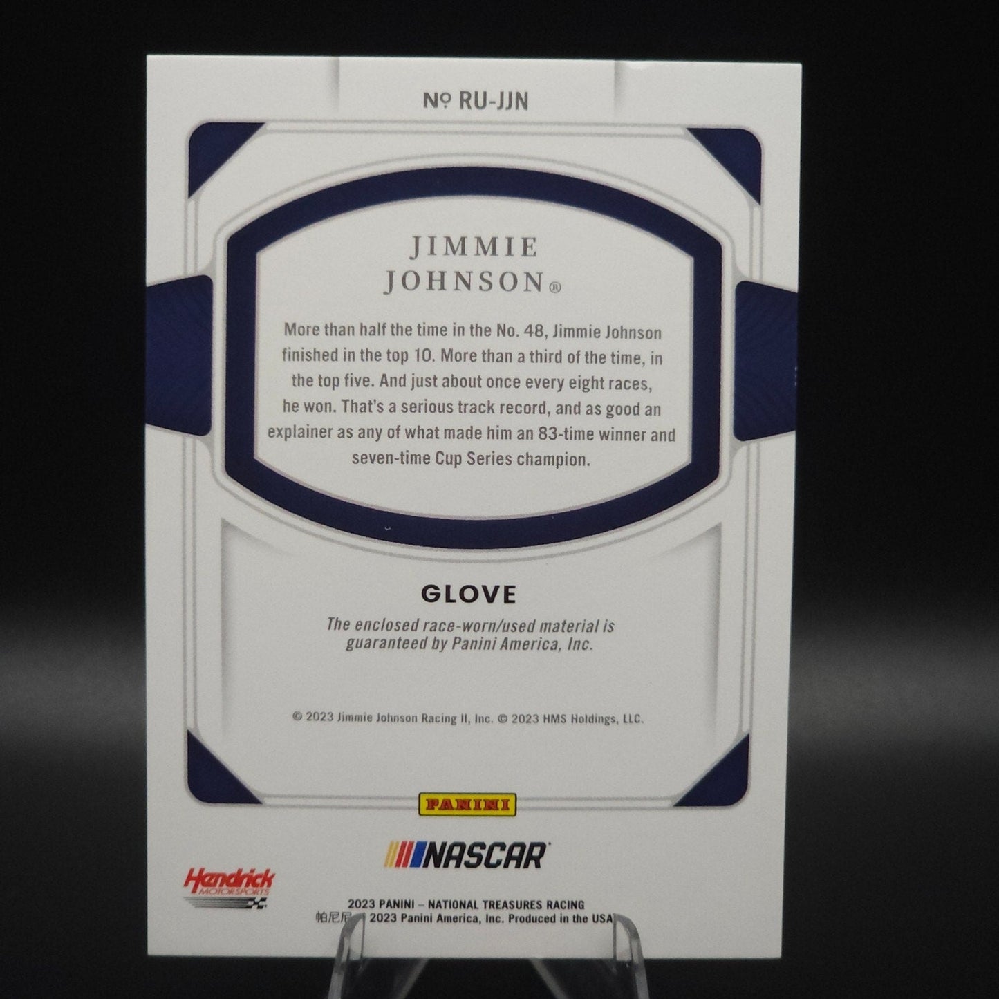 2023 Panini National Treasures Race Used Jimmie Johnson #RU-JJN Glove /25 (MEM) - NASCARD.shop