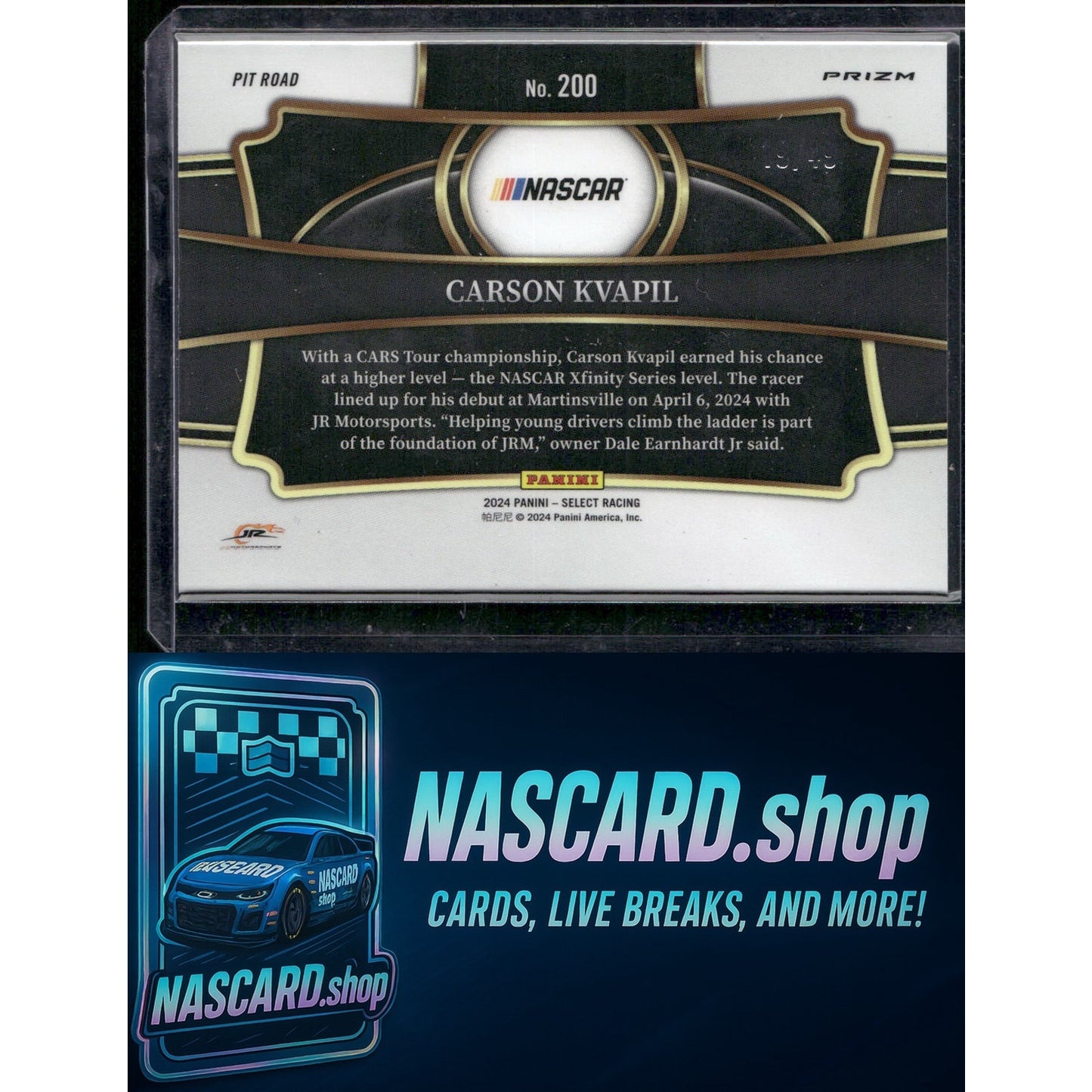 2024 Panini Select #200 Carson Kvapil Black and Blue Prizms #/49 RC