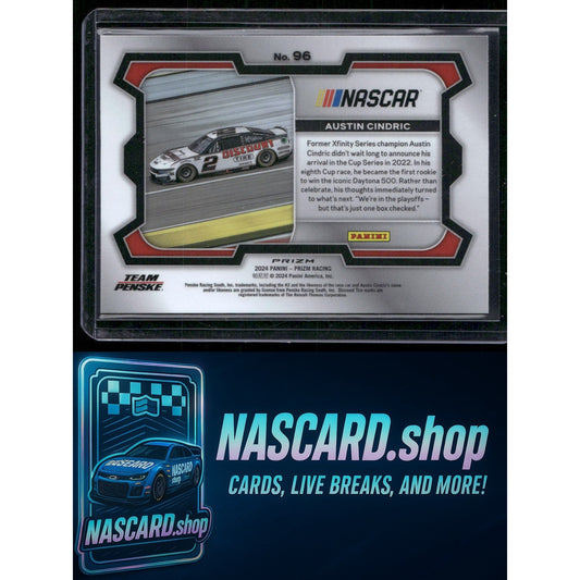 2024 Panini Prizm #96 Austin Cindric White Sparkle - NASCARD.shop