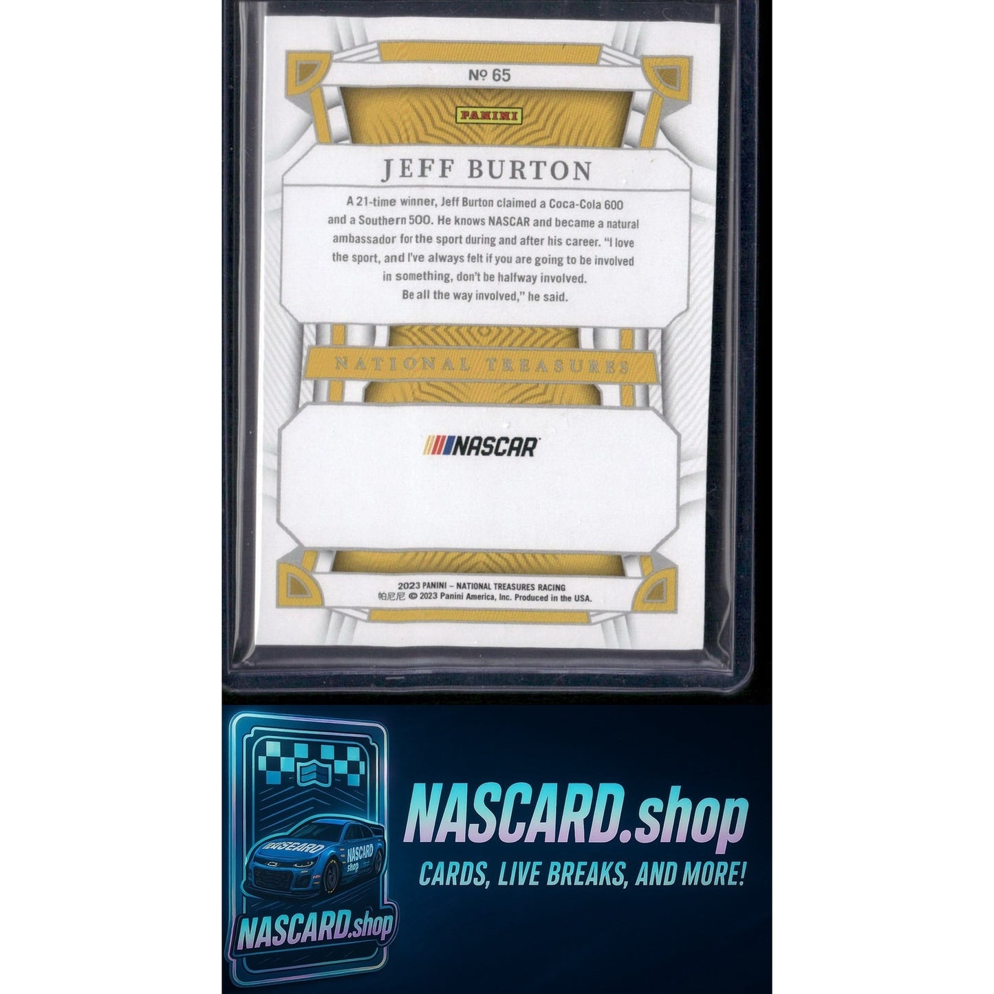 2023 Panini National Treasures #65 Jeff Burton Holo Gold #/10 - NASCARD.shop