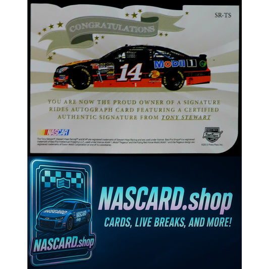 2013 Press Pass Fanfare #SR-TS Tony Stewart Signature Rides Autographs Red #1/1