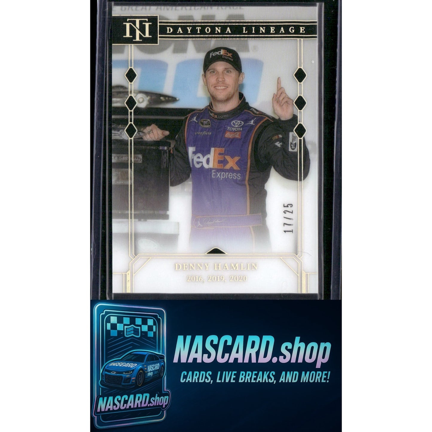 2024 Panini National Treasures #DL-18 Denny Hamlin Daytona Lineage #/25