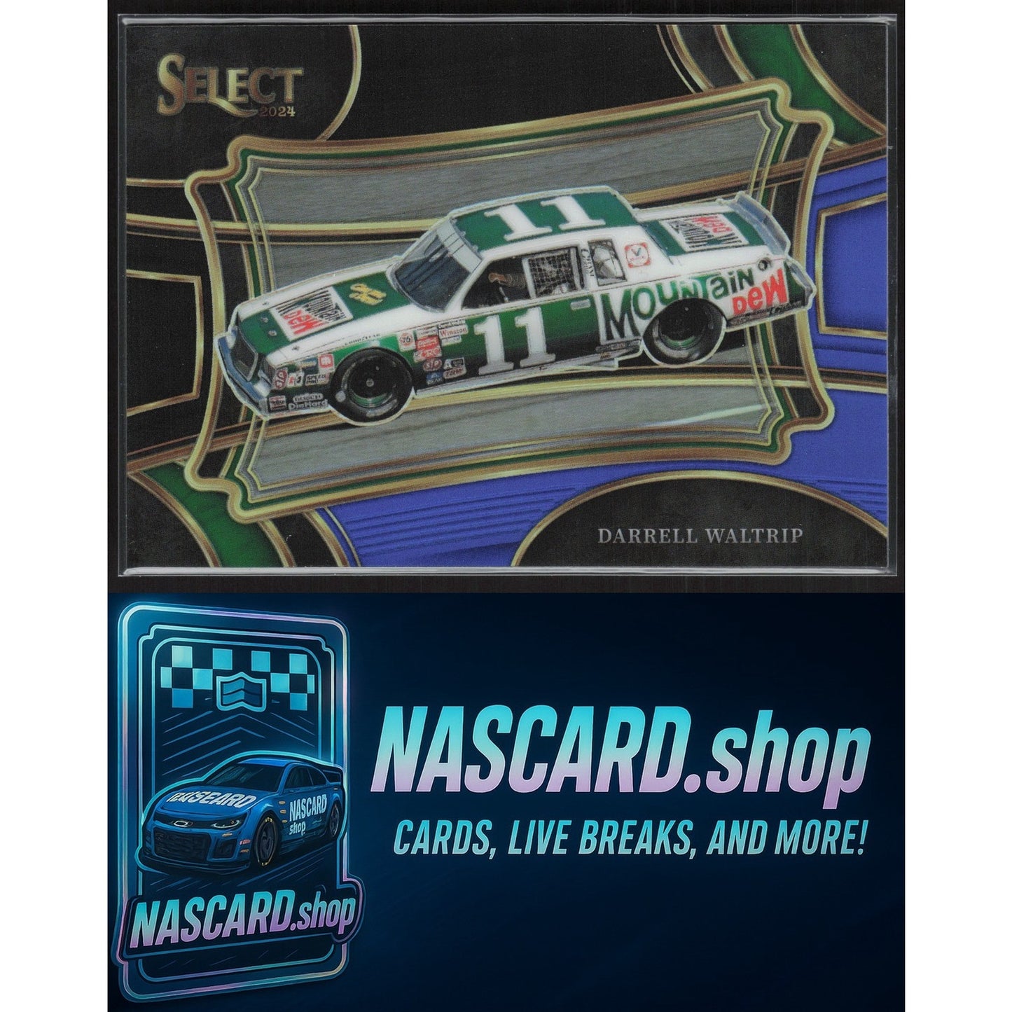 2024 Panini Select #189 Darrell Waltrip Black and Blue Prizms #/49