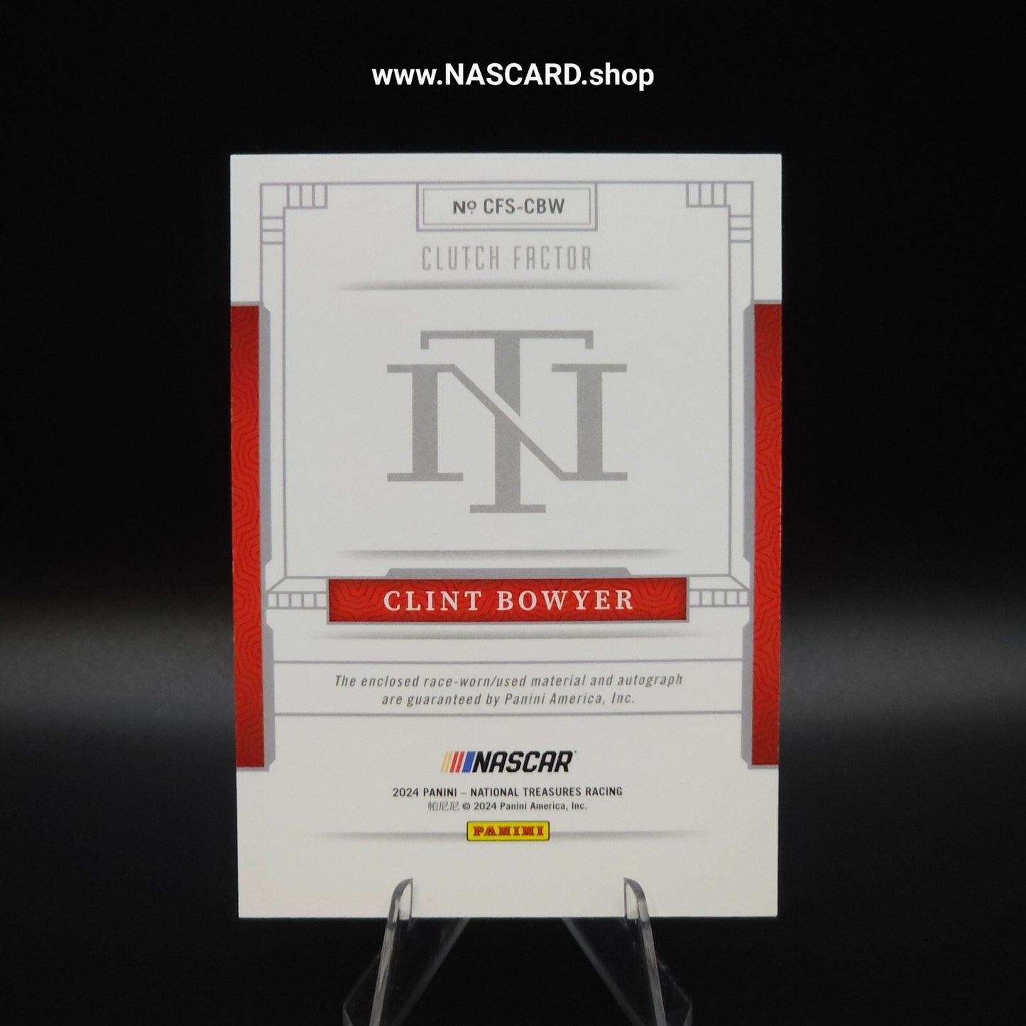 2024 National Treasures Clutch Factor Holo Gold Clint Bowyer 05/10 - NASCARD.shop