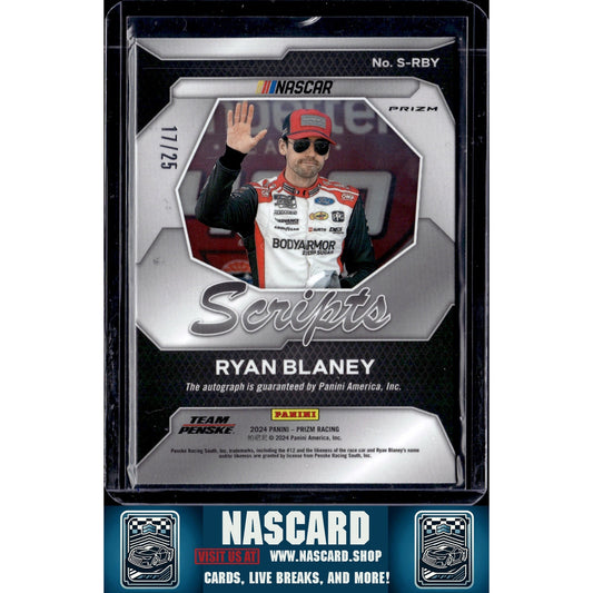 2024 Panini Prizm #S-RBY Ryan Blaney Scripts Mojo #/25 - NASCARD.shop