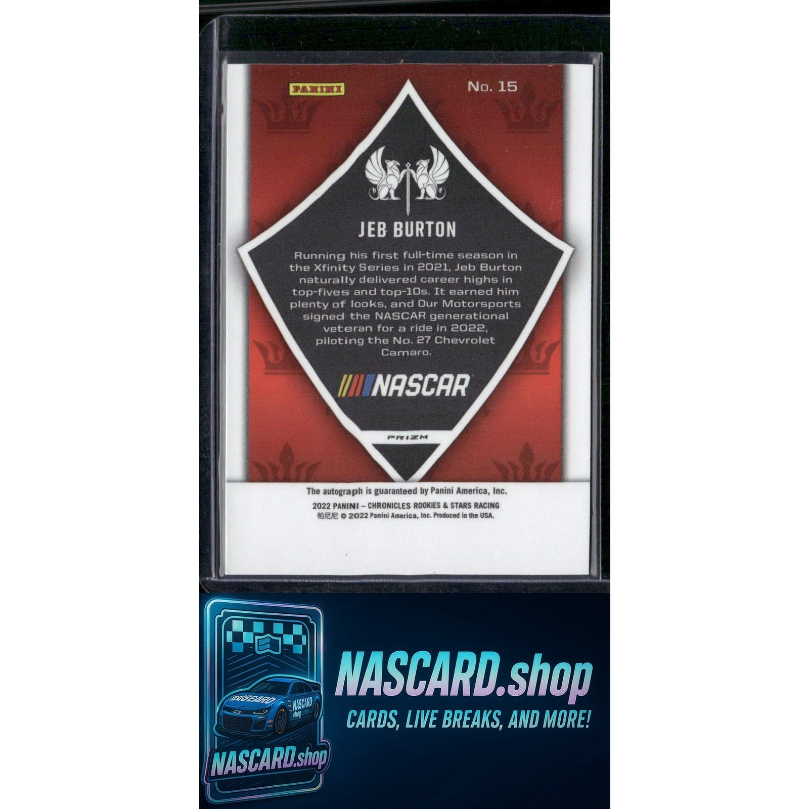 2022 Panini Chronicles #15 Jeb Burton Crusade Autographs - NASCARD.shop