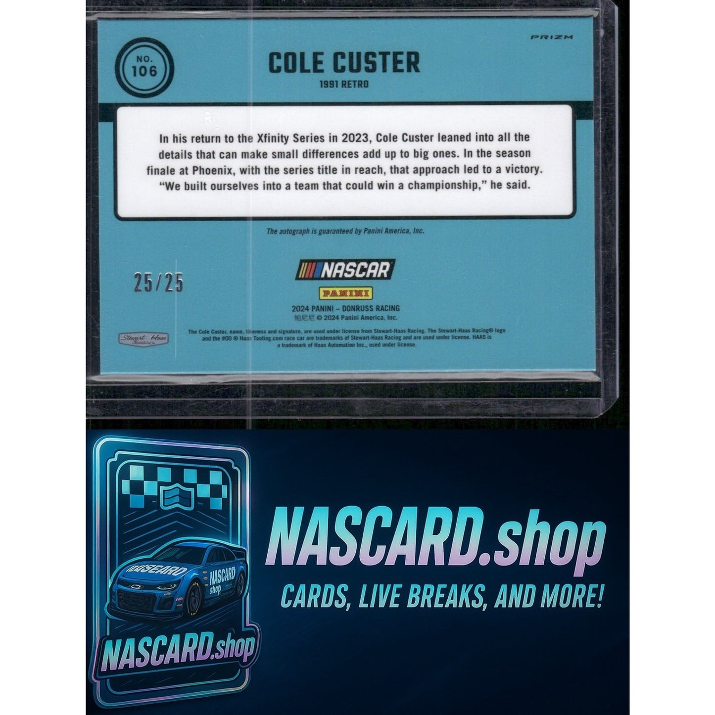 2024 Donruss #106 Cole Custer Optic Signatures Pandora #/25