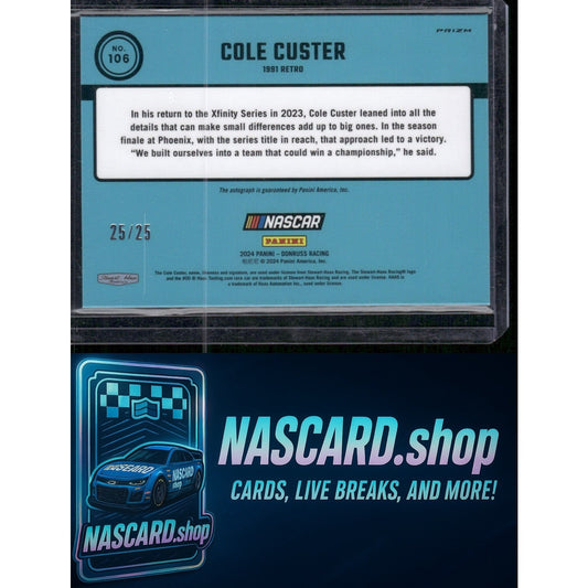 2024 Donruss #106 Cole Custer Optic Signatures Pandora #/25