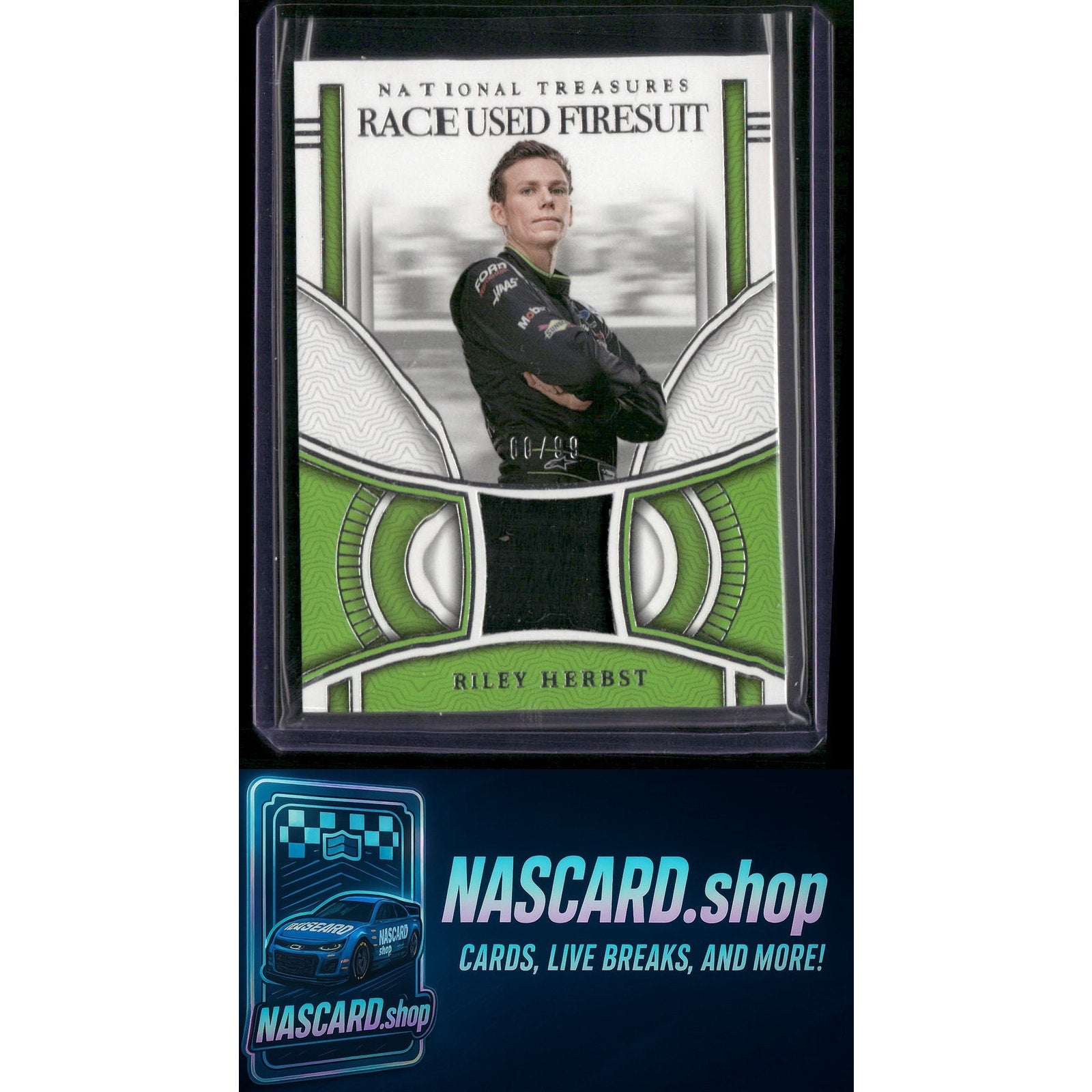 2024 Panini National Treasures #RUF-RHS Riley Herbst Race Used Firesuit #/99 - NASCARD.shop