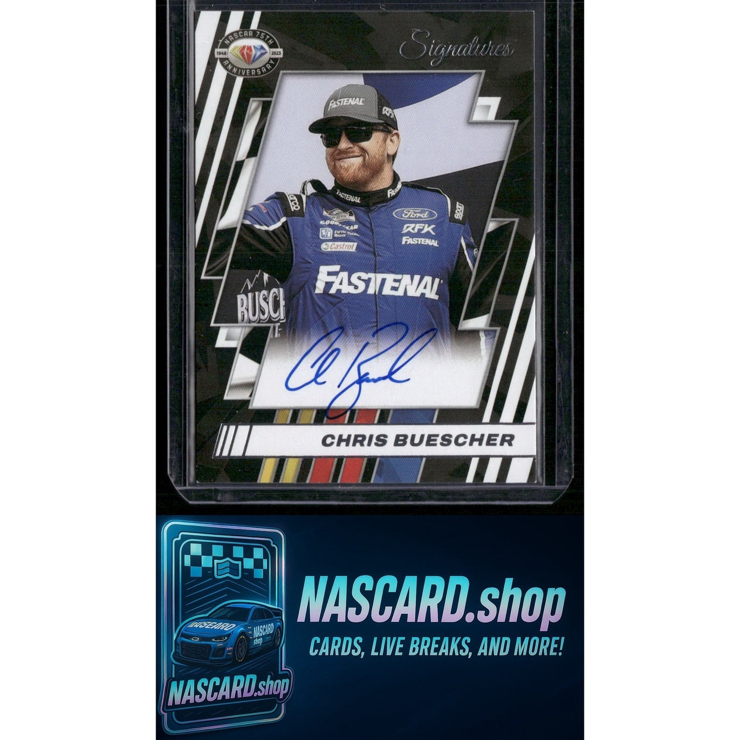 2024 Donruss #75-BU Chris Buescher NASCAR 75th Anniversary Signatures