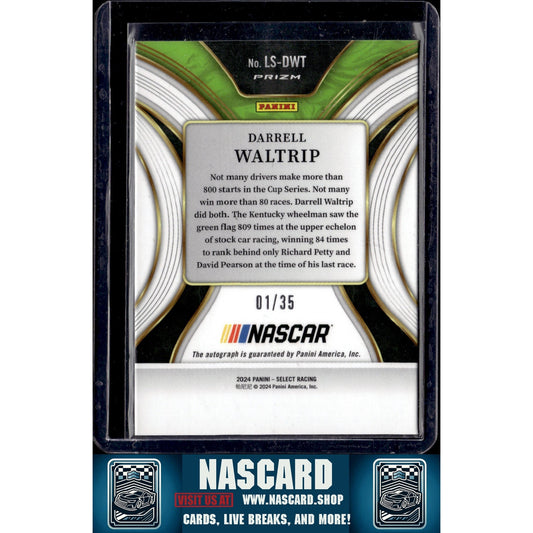 2024 Panini Select Darrell Waltrip Legendary Signatures Purple Prizms #01/35 - NASCARD.shop