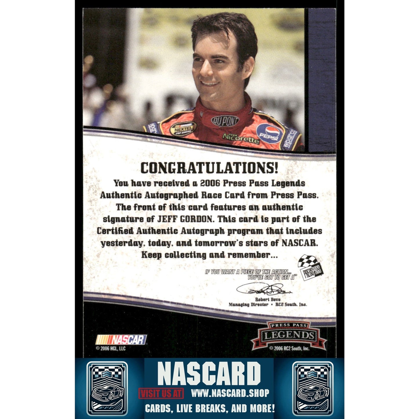 2006 Press Pass Legends #NNO Jeff Gordon Autographs Black #/50