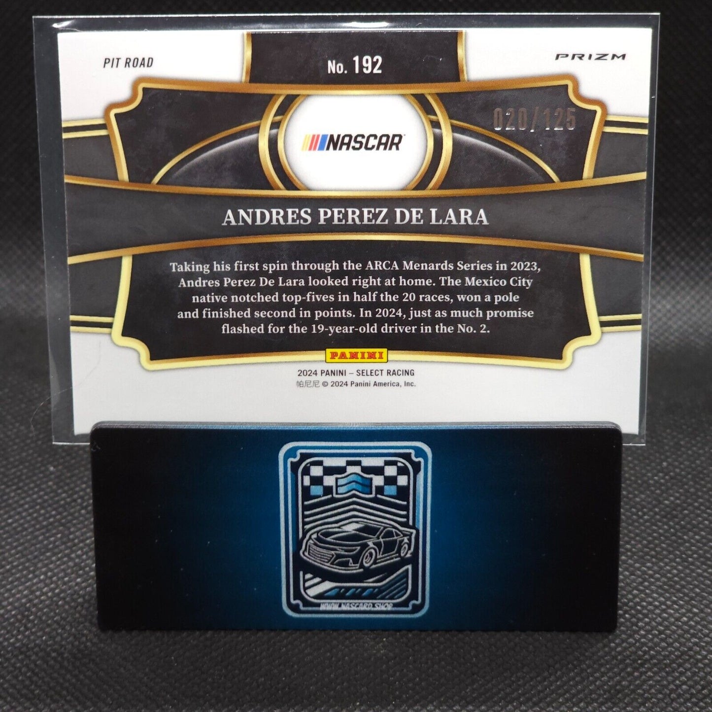 2024 Panini Select Racing Pit Road Maroon #192 Andres Perez De Lara RC 20/125 - NASCARD.shop