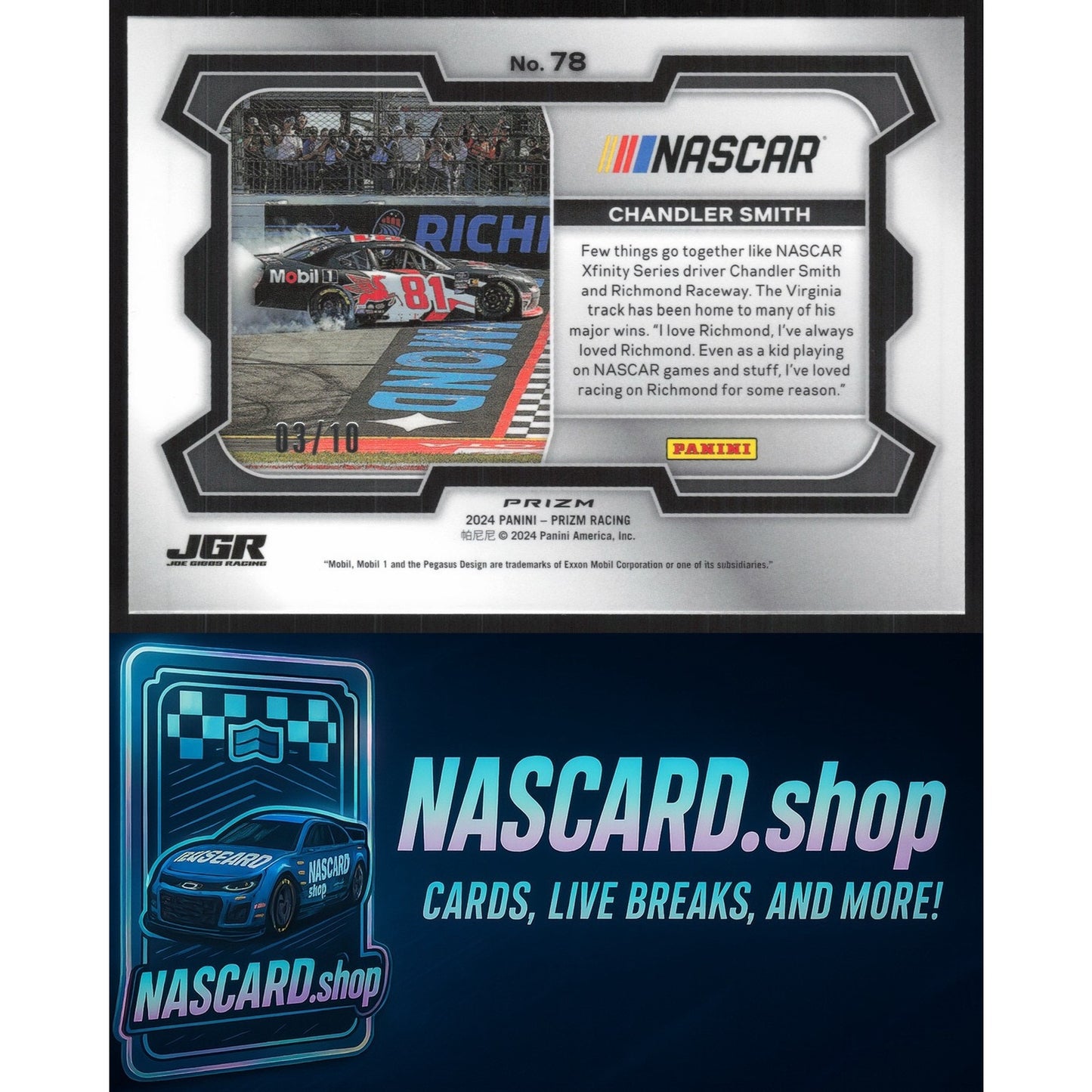 2024 Panini Prizm #78 Chandler Smith Blue Shimmer #/10