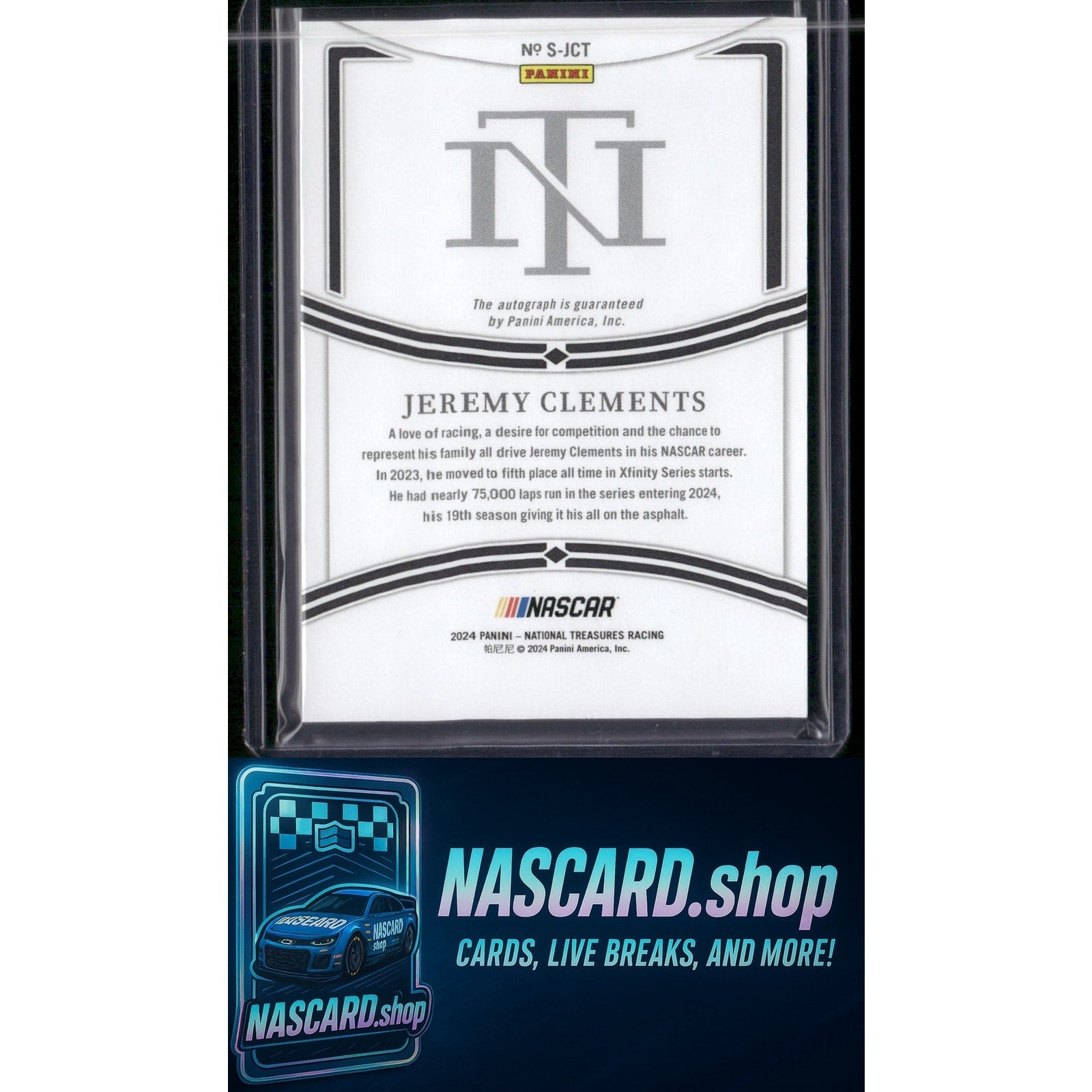 2024 Panini National Treasures #S-JGT Jeremy Clements Signatures #/99 - NASCARD.shop