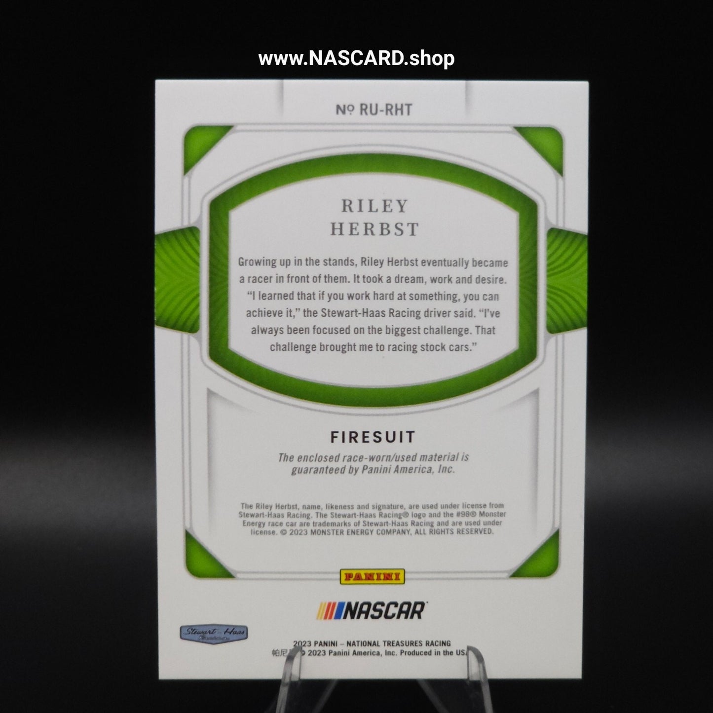 2023 Panini National Treasures - Race Used Firesuit Riley Herbst /99 (MEM)