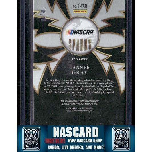 2024 Panini Select #S-TAN Tanner Gray Sparks Gold Prizms - NASCARD.shop