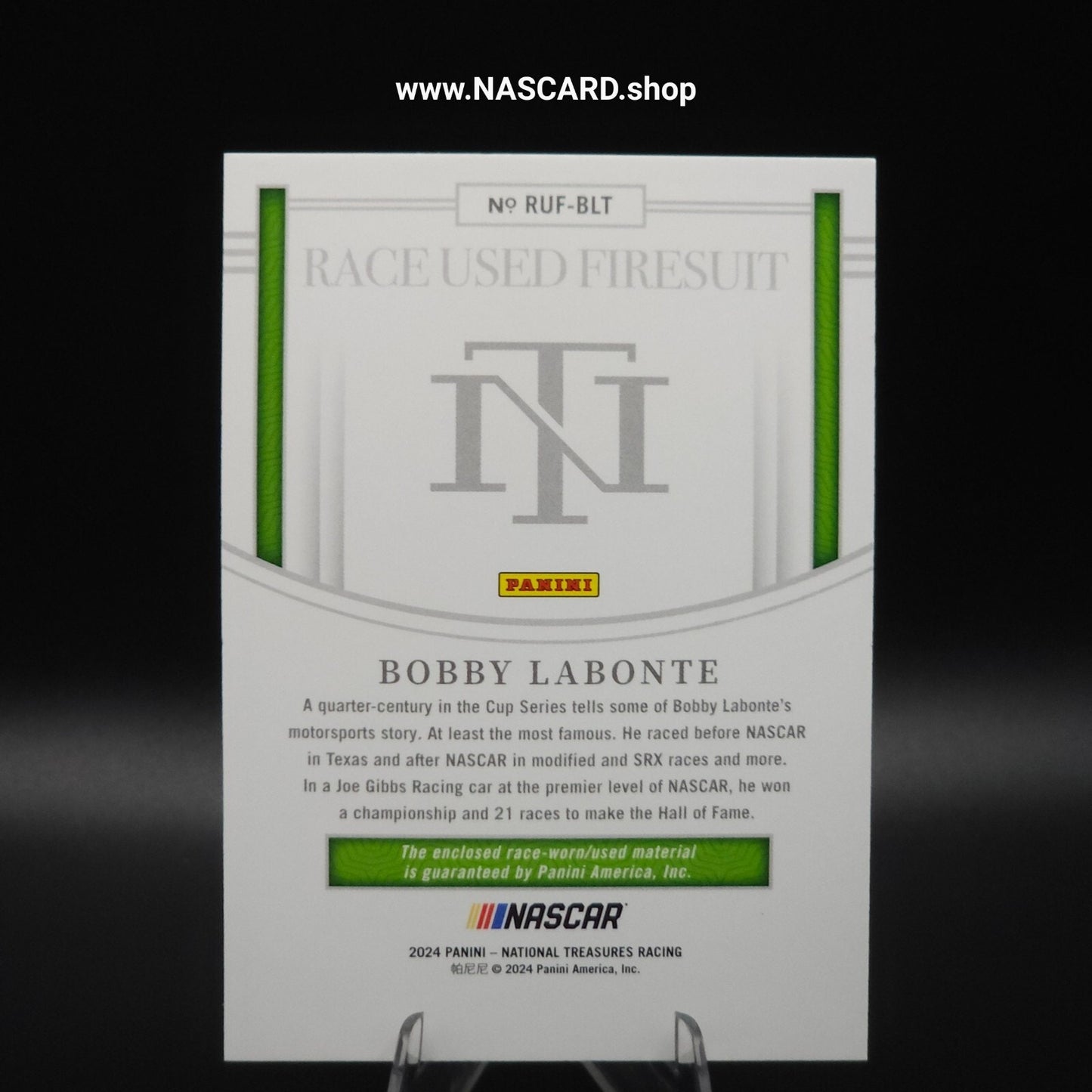 2024 Panini National Treasures Race Used Firesuit Bobby Labonte /99