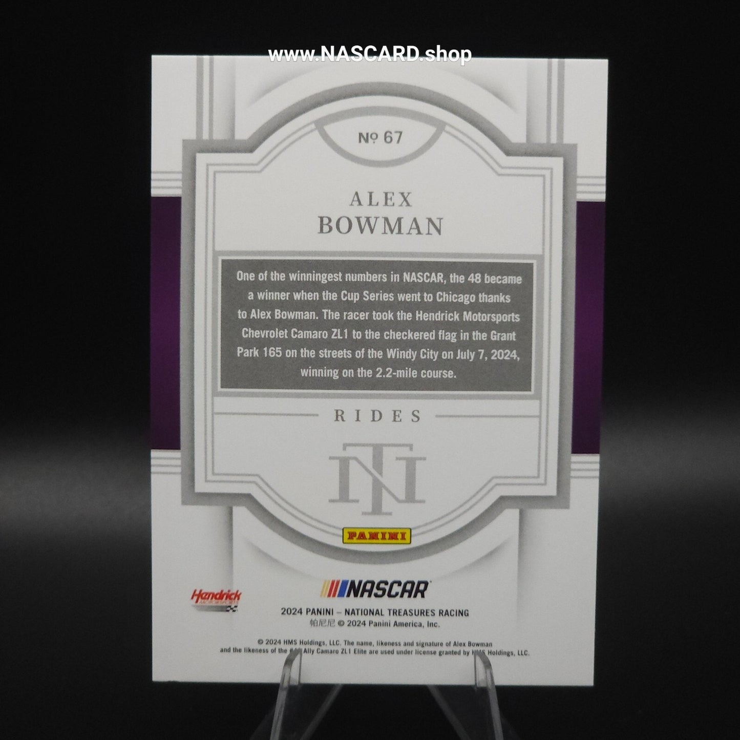 2024 Panini National Treasures Rides Holo Silver Alex Bowman /25