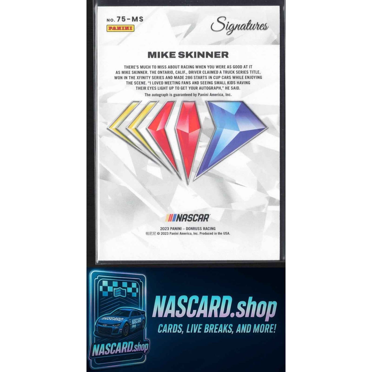 2023 Panini Prime #75-MS Mike Skinner NASCAR 75th Anniversary Signatures