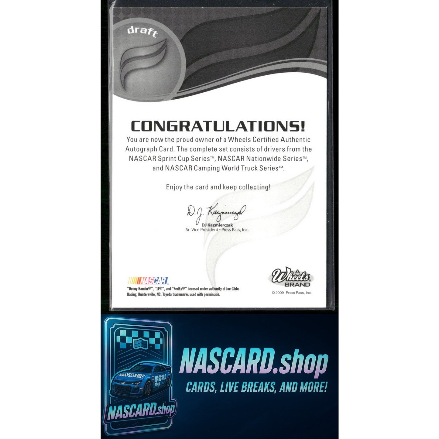 2009 Wheels Special Ink Draft Denny Hamlin Blue #/10 - NASCARD.shop