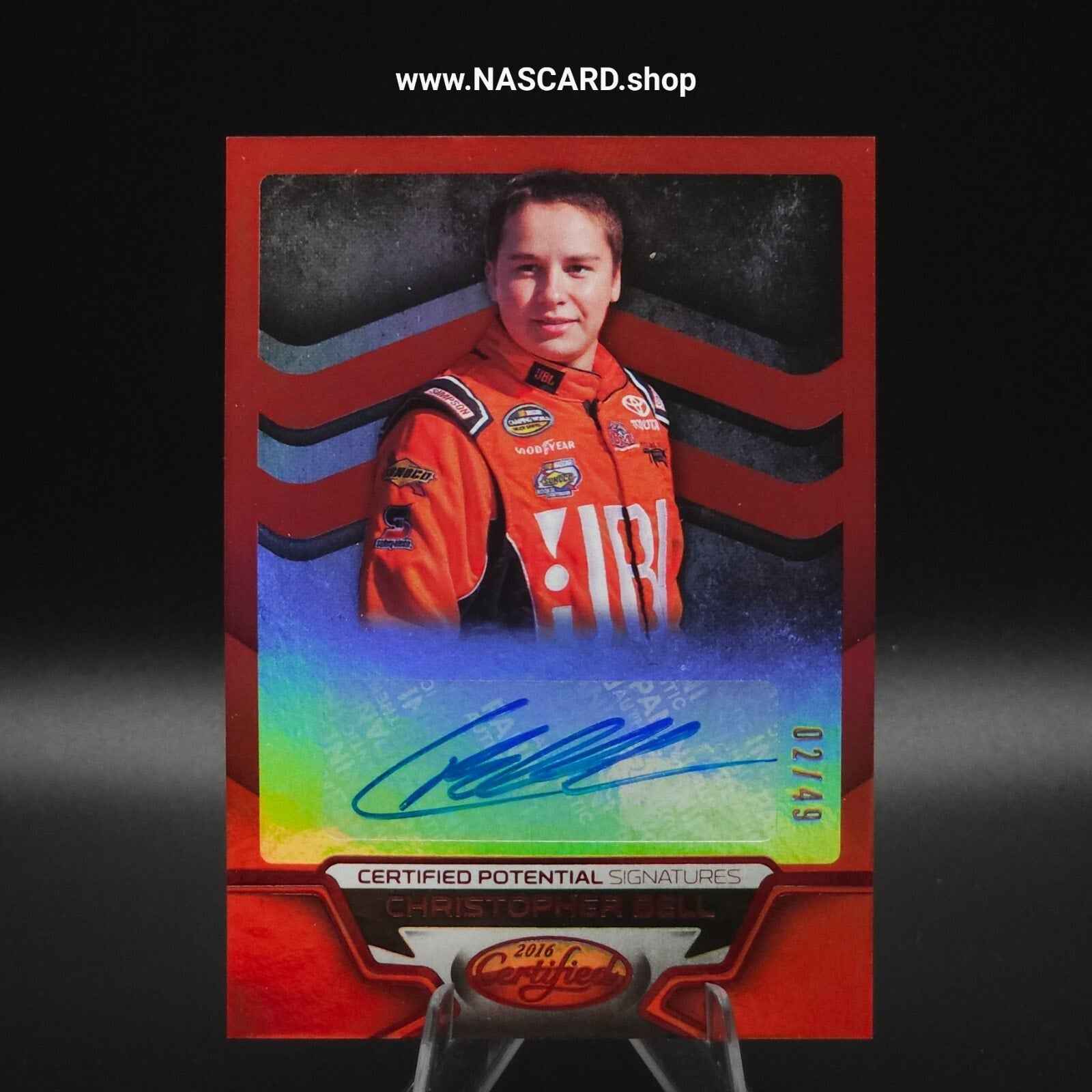 2018 Panini Certified Potential Signatures Mirror Red Christopher Bell /49 (RC) - NASCARD.shop