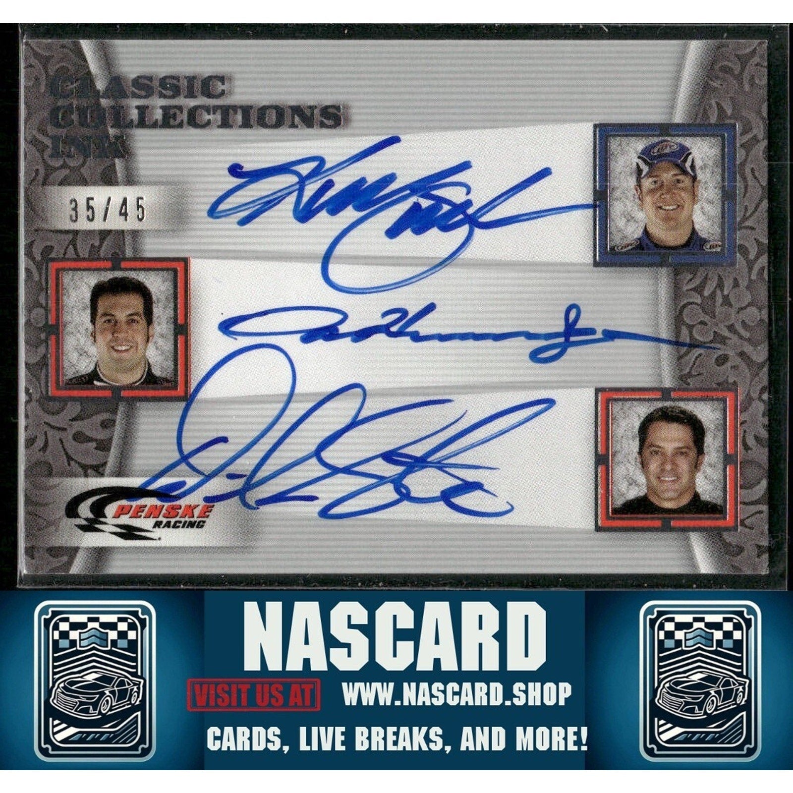 2009 Press Pass Classic Collections Ink Kurt Busch Sam Hornish Jr David Stremme - NASCARD.shop