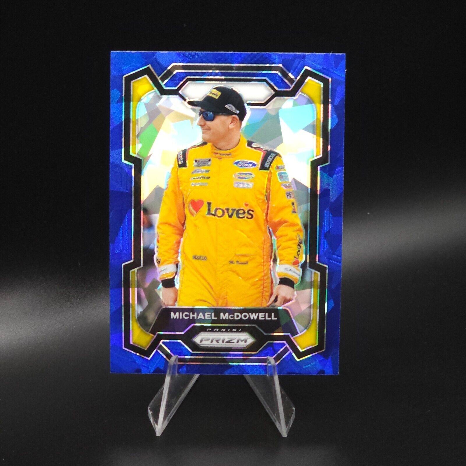 2024 Panini Prizm - Blue Cracked Ice #24 Michael McDowell - NASCARD.shop