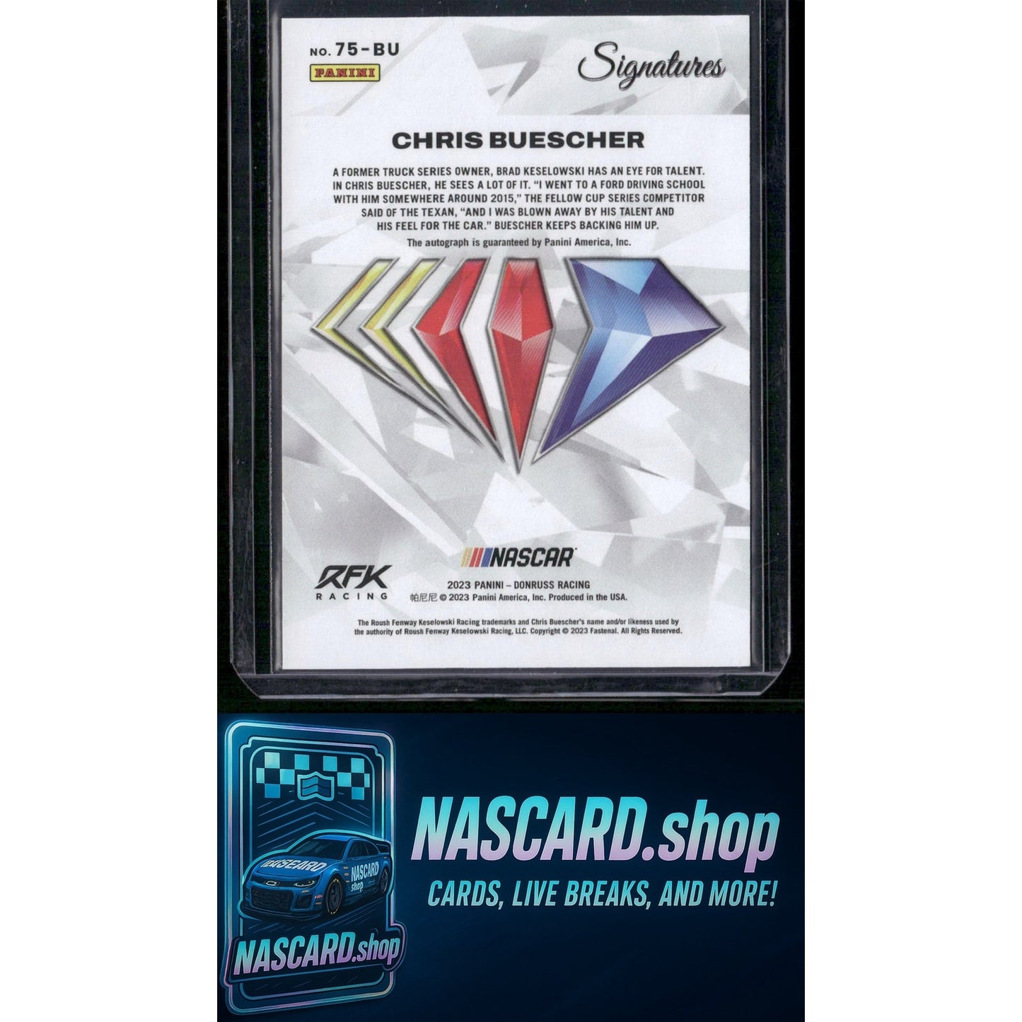 2024 Donruss #75-BU Chris Buescher NASCAR 75th Anniversary Signatures
