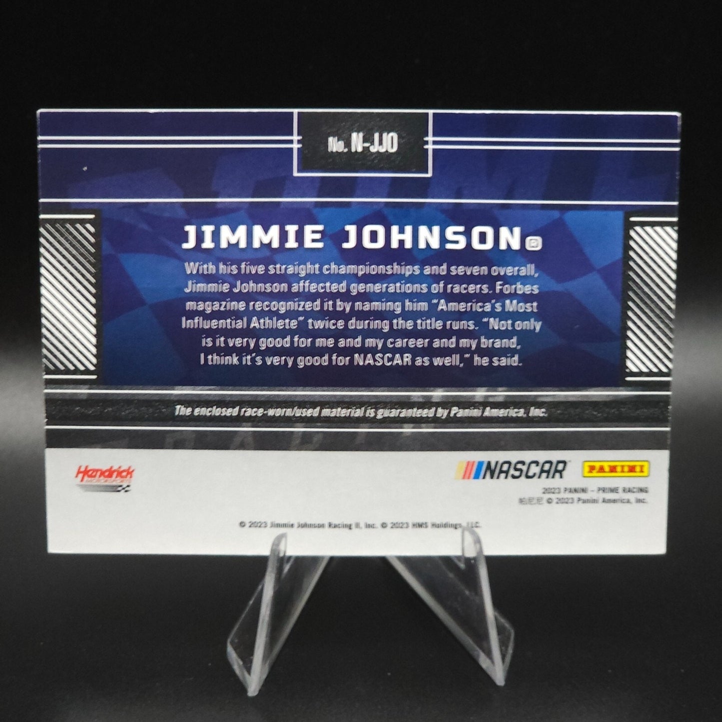 2023 Panini Prime - Names Jimmie Johnson #N-JJO Sheet Metal 04 /99 (MEM) - NASCARD.shop