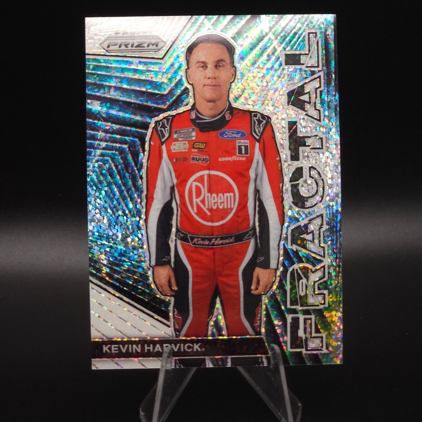 2023 Panini Prizm - Fractal White Sparkle Prizm #F11 Kevin Harvick - NASCARD.shop