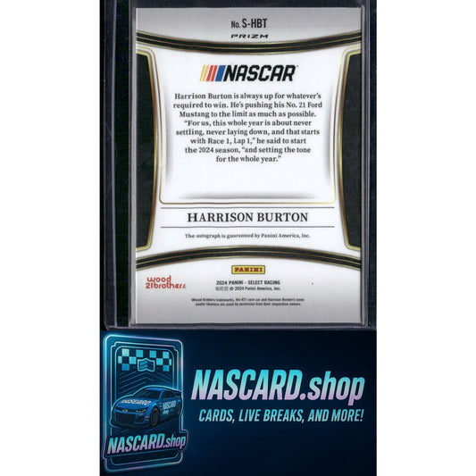 2024 Panini Select #S-HBT Harrison Burton Signatures - NASCARD.shop