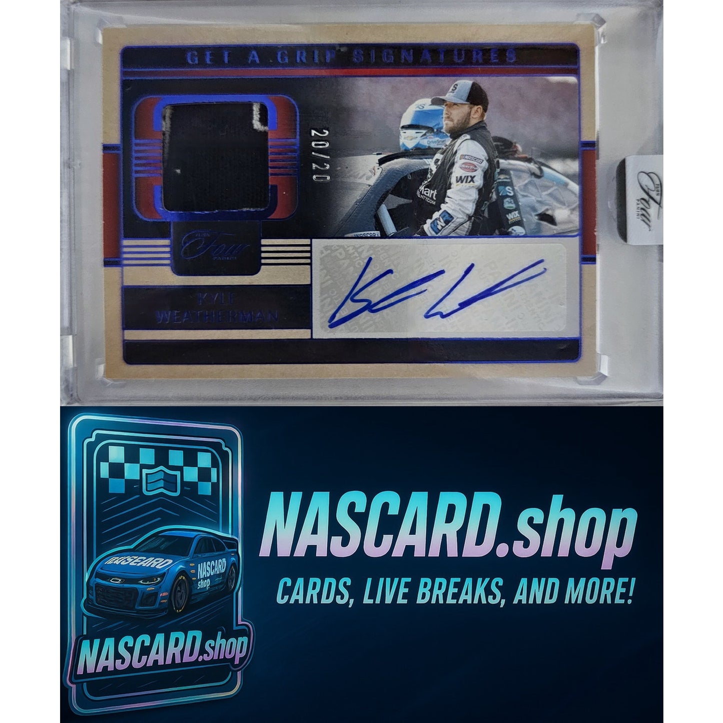 2025 Panini Turn Four #GGS-KWR Kyle Weatherman Get a Grip Signatures Blue #/20
