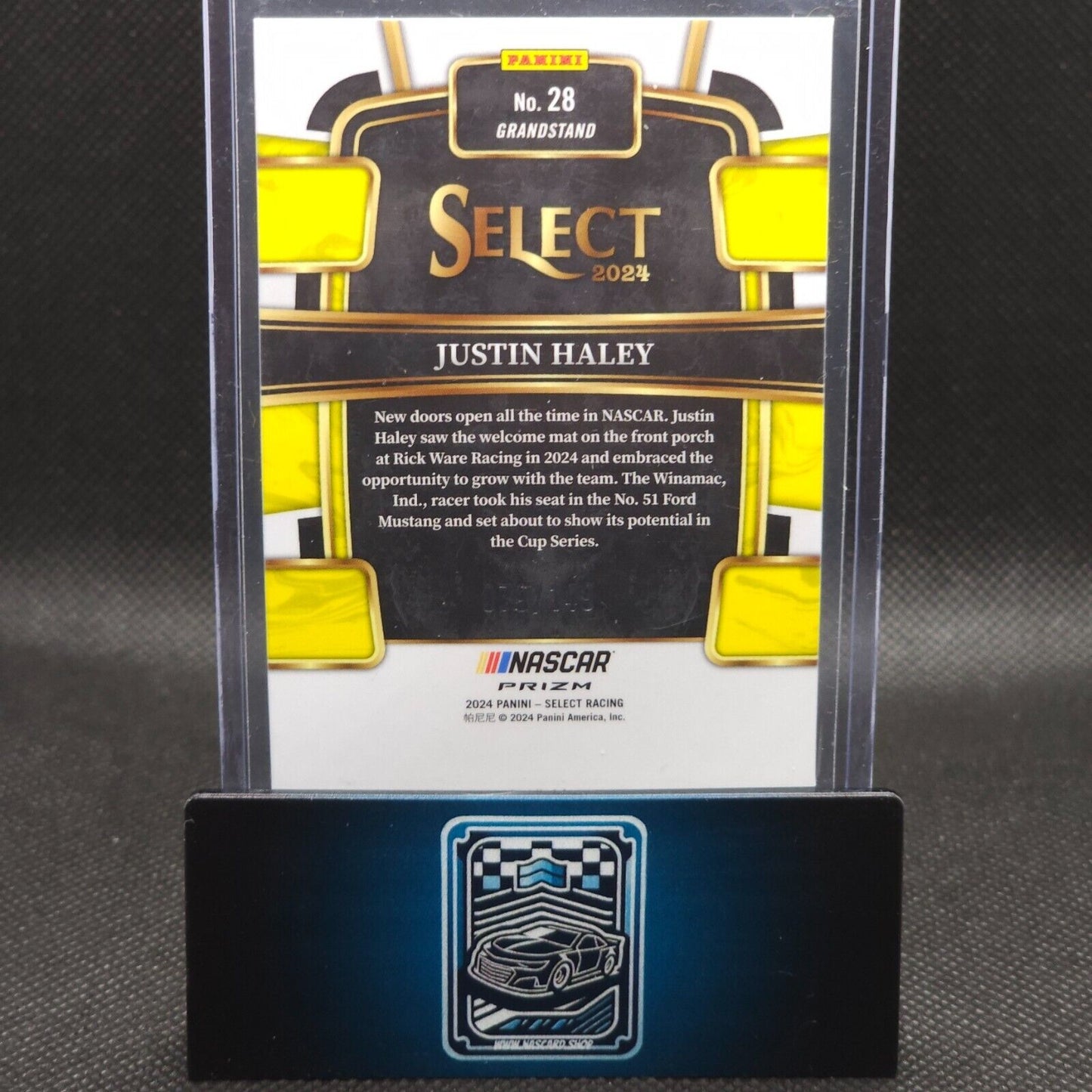 2024 Panini Select Racing Grandstand Red Prizm #28 Justin Haley 079/149 - NASCARD.shop